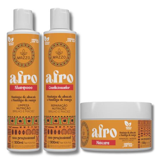 Imagem de Kit Afro para Crespos e Crespíssimos Shampoo, Máscara e Condicionador Mazzo 3 Itens