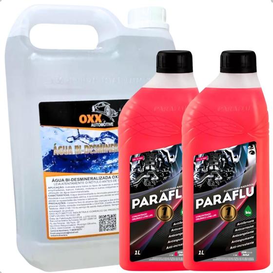 Imagem de Kit Agua Galão 5 Litros + 2 Aditivo Paraflu Concentrado