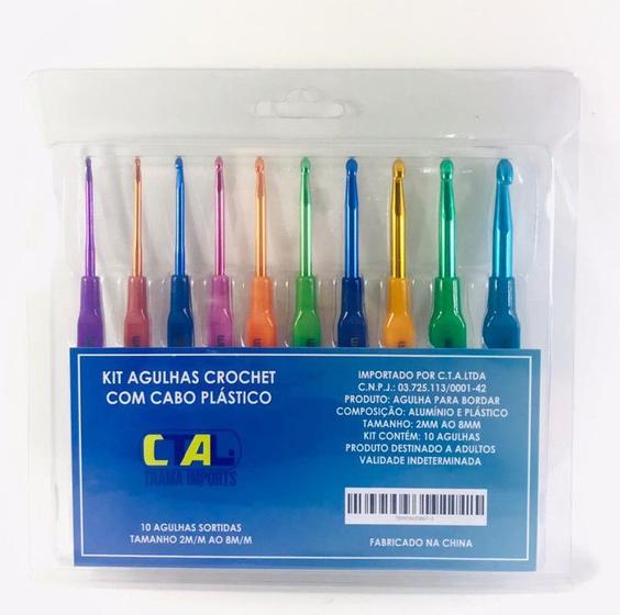 Imagem de Kit Agulhas Crochet - 2mm a 7mm -  cabo plástico - c/10un - MM Biju
