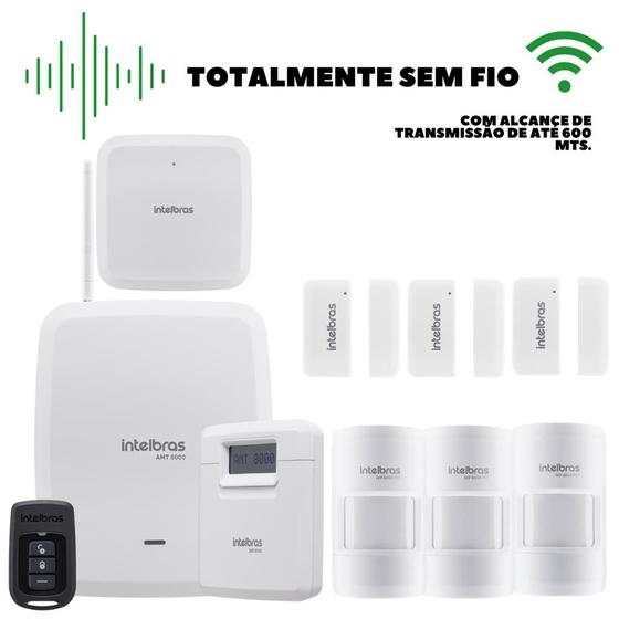 Imagem de Kit Alarme Intelbras Amt 8000 Central Wifi E Sf C/6 Sensores
