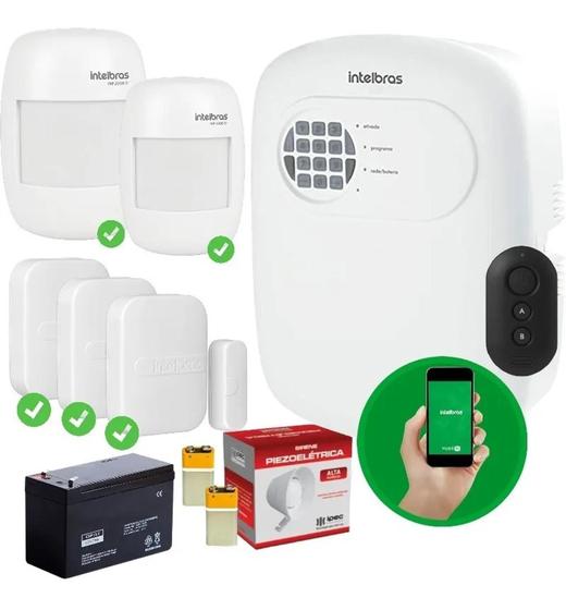 Imagem de Kit Alarme Intelbras Monitorado App Celular 5 Sensor Sem Fio