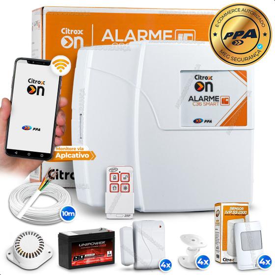 Imagem de Kit Alarme Ppa App Wifi 8 Sensores Sem Fio Bateria Sirene