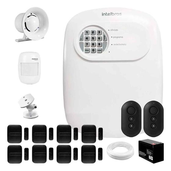 Imagem de Kit Alarme Residencial ANM 24 NET Intelbras com 1 sensor de presença IVP 2000 Sem Fio, 8 Sensores de portas e janelas XAS Smart Black, 2 Controles