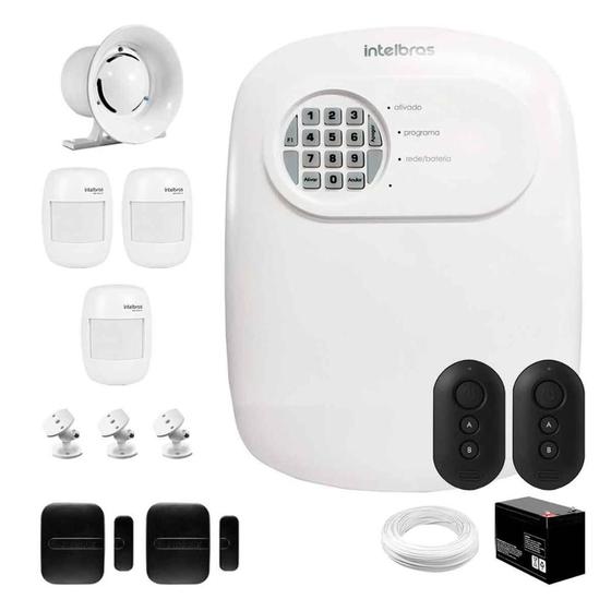 Imagem de Kit Alarme Residencial ANM 24 NET Intelbras com 3 sensores de presença IVP 2000 Sem Fio, 2 Sensores de portas e janelas XAS Smart Black, 2 Controles