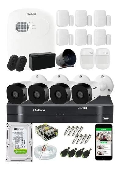 Imagem de Kit Alarme Residencial S/ Fio E Kit Cftv 4 Câmeras Intelbras