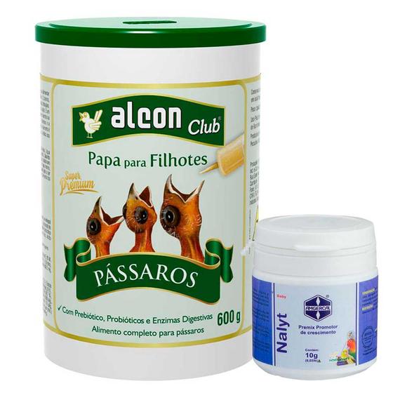 Imagem de Kit Alcon Club Papa Filhotes Pássaros 600g + Amgercal Nalyt Baby 10g Vitamina Suplemento