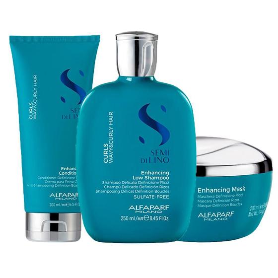 Imagem de Kit Alfaparf SDL Curls - Sh 250ml + Cond 200ml + Másc 200ml