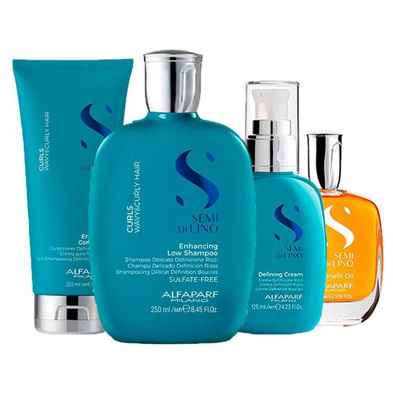 Imagem de Kit Alfaparf SDL Curls - Sh250ml+Cond200ml+Cr125ml+Óleo100ml
