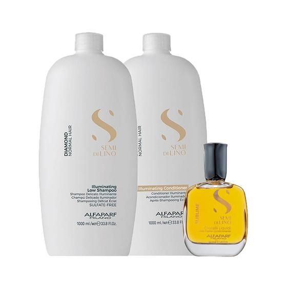 Imagem de Kit Alfaparf SDL Diamond - Sh1000ml+Cond 1000ml+Óleo 50ml