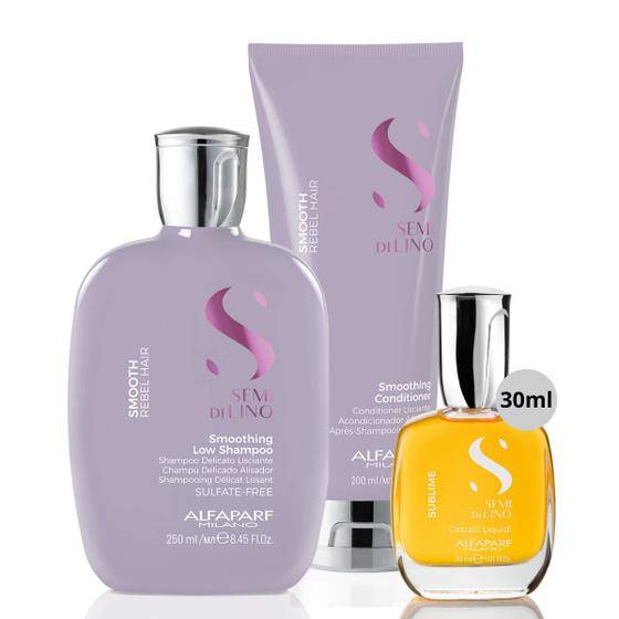 Imagem de Kit Alfaparf SDL Smoothing Shampoo e Condicionador e Cristalli 30ml