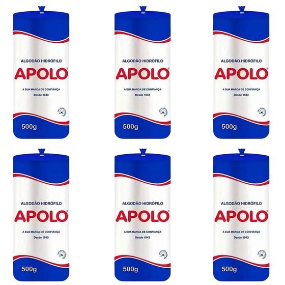 Imagem de Kit Algodão Hidrófilo Apolo em Rolo 500g C/6