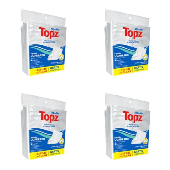 Imagem de Kit Algodão Quadrado Dupla Face 400 unidades Topz