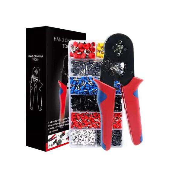Imagem de Kit  Alicate Crimpador + Box 1200 Terminal Ilhós 0,25 a 10mm