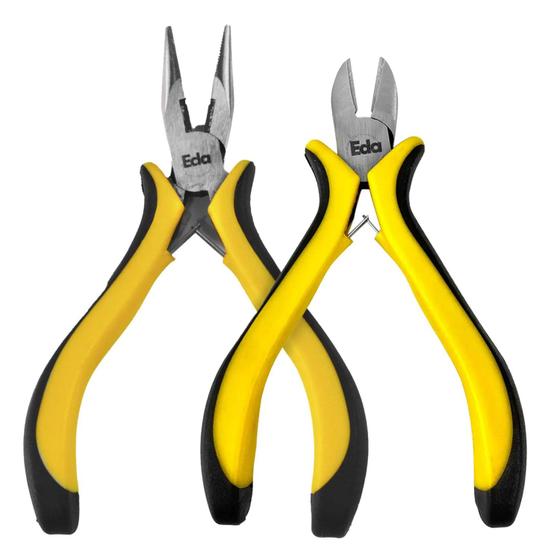 Imagem de Kit Alicate de Bico Meia Cana e Alicate Corte Diagonal Com Mola Para Eletrônica