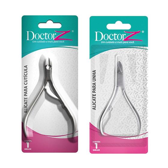 Kit Alicate de Cortar Unha e Alicate Para Cuticula Aço Inox 10 CM Profissional Doctor Z
