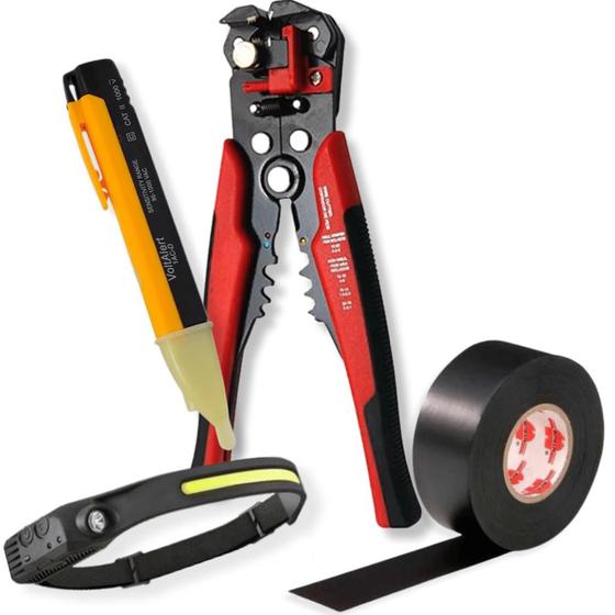 Imagem de KIT Alicate Desencapador Caneta Corrente Com Lanterna e Fita