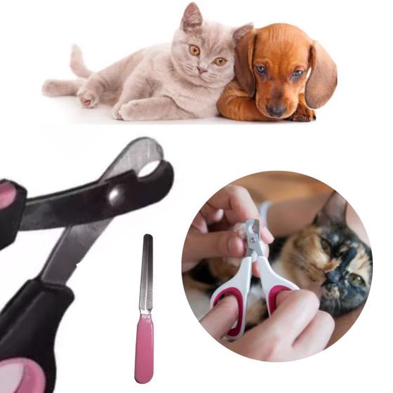 Imagem de Kit Alicate Pet Tesoura Corte De Unhas Cães E Gatos+ Lixa