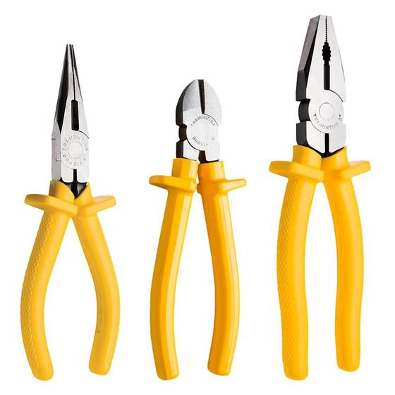 Kit Alicates 03 - Universal 8"/Corte 6"/Bico 6" Menor preço em Kit Alicates 03 - Universal 8"/Corte 6"/Bico 6"