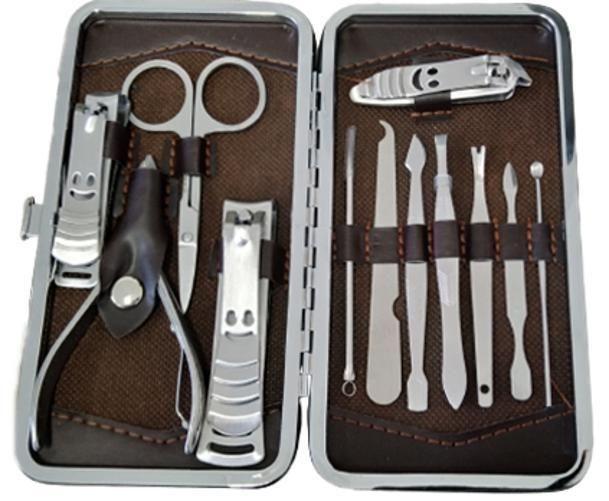 Imagem de Kit Alicates Aço Pedicure Manicure Com 12 Pcs Estojo Viagem