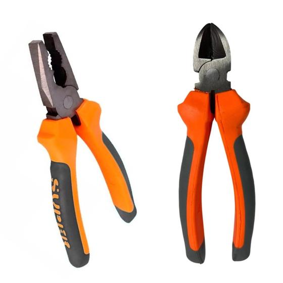 Imagem de Kit Alicates Profissionais 8"  1 Universal  + 1 Corte Diagonal Termostático Borracha Aço