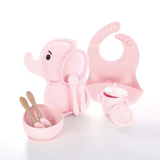 Imagem de Kit alimentação bebe silicone elefantinho 10 pcs