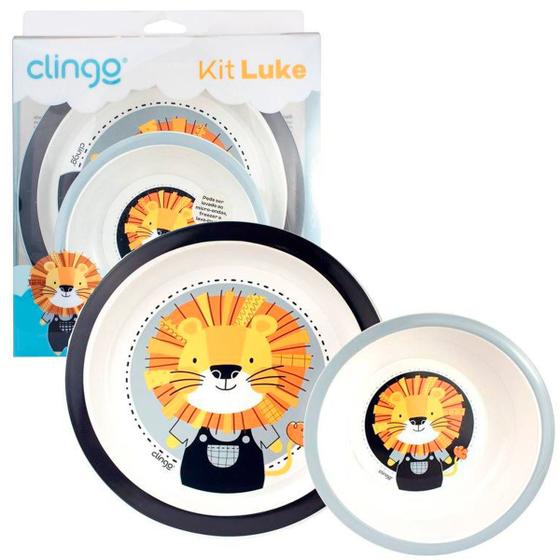 Imagem de Kit Alimentação Infantil Prato e Tigela Luke Clingo