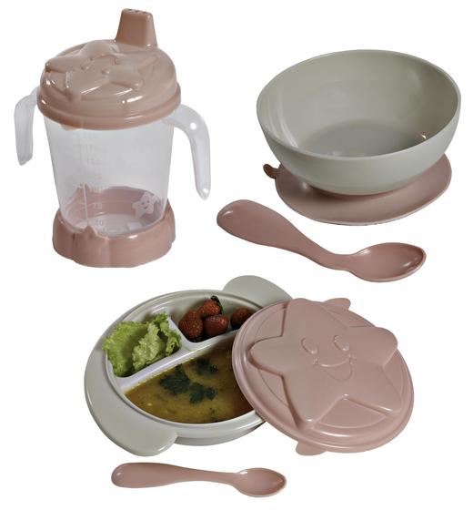 Imagem de Kit Alimentação Papinha Bebê Baby Menina Pratinho Potinho e Copinho   