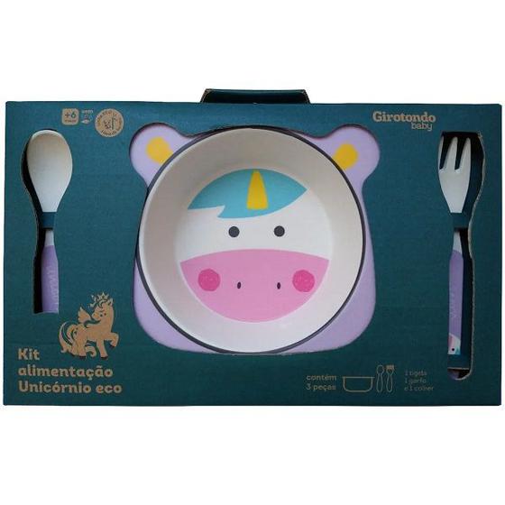 Imagem de Kit Alimentação Refeição Bebe Infantil Ecologico Prato +2 Talheres