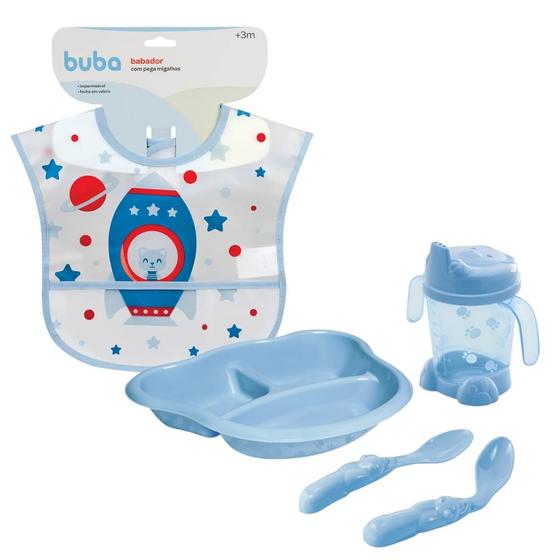 Imagem de Kit Alimentação Urso Divisórias com Babador Impermeável Adoleta Bebê Buba