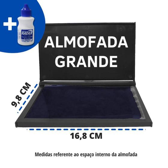Imagem de Kit Almofada Carimbo Grande N4 Azul 16,8 x 9,8 cm com 1 Tinta Extra