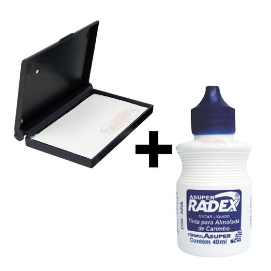 Imagem de Kit Almofada Para Carimbos Nº04 Grande + Tinta 40ml Azul