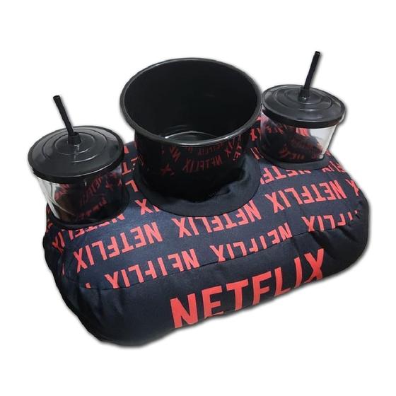 Imagem de Kit Almofada Porta Pipoca Balde Copos Duplo Netflix