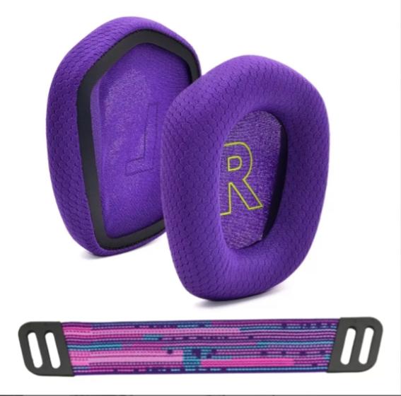 Imagem de Kit Almofada Roxo + Headband Compatível Headset Logitech G733