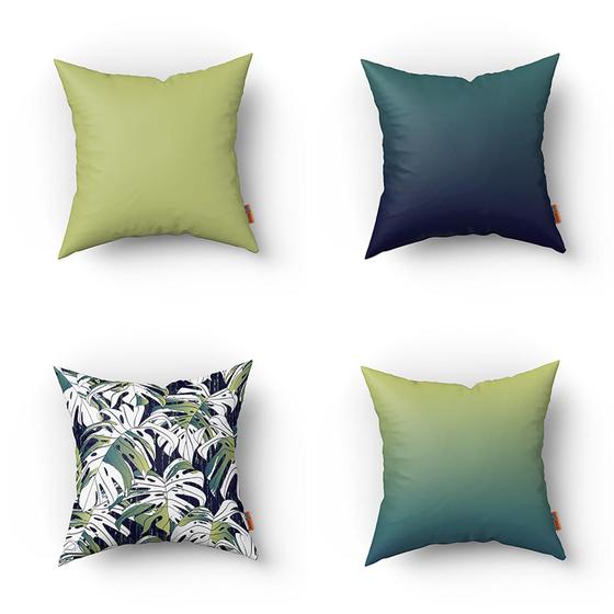 Imagem de Kit Almofadas Decorativas Estampadas 45 X 45 Cm - Verde/Azul