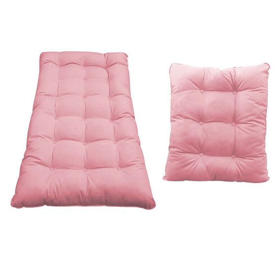 Imagem de Kit Almofadas para Poltrona e Puff Costela Suede Rosa Bebê - Doce Sonho Móveis