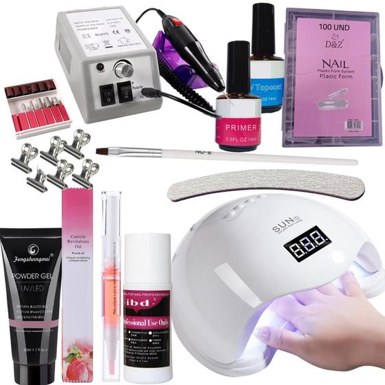 KIT Alongamento de Unhas Polygel + Cabine Sun5 + Top Coat Profissional