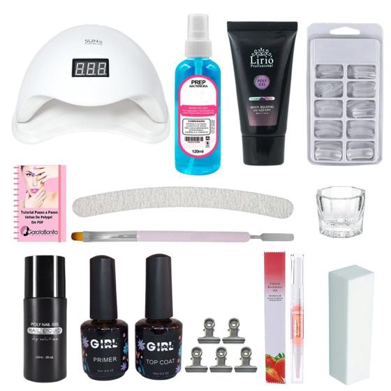 Imagem de Kit Alongamento Unhas Polygel 30gr Manicure Preparadores gbm