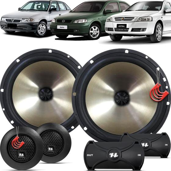 Imagem de Kit Alto Falantes Dianteiros Chevrolet Astra Sedan 1995 a 2012 - Hurricane Platino Duas Vias 320w