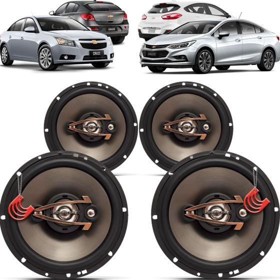 Imagem de Kit Alto Falantes Dianteiros e Traseiros Chevrolet Cruze 2013 até 2021 - Hurricane Platino 640w 