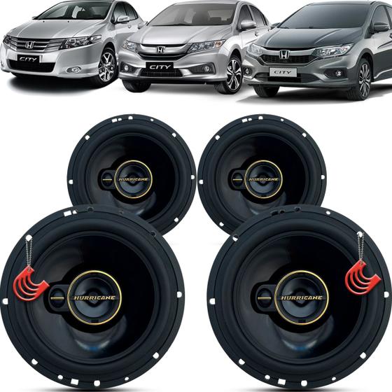 Imagem de Kit Alto Falantes Dianteiros e Traseiros Honda City 2009 até 2021 - Hurricane Aurum 480w