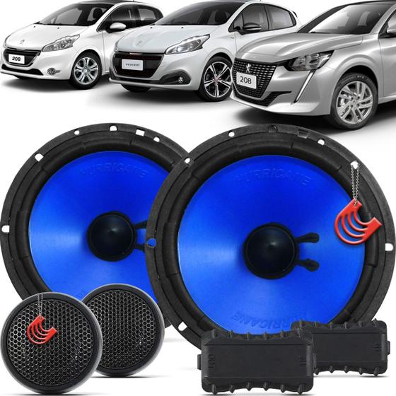 Imagem de Kit Alto Falantes Dianteiros Peugeot 208 2013 até 2021 - Hurricane Class Duas Vias 260w