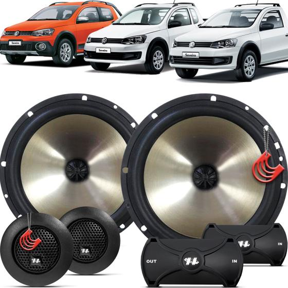 Imagem de Kit Alto Falantes Dianteiros Saveiro G6 CS CE CD 2014 até 2016 - Hurricane Platino Duas Vias 320w