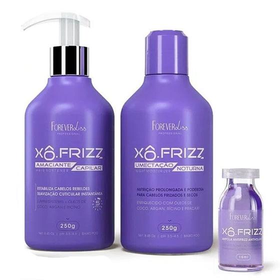 Imagem de Kit Amaciante Capil Umectação e Ampola Xô Frizz Forever Liss