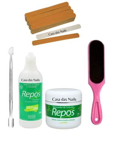 Imagem de Kit Amaciante + Creme Removedor + Lixa para os Pés + Lixa Parda + Espátula para Cutícula