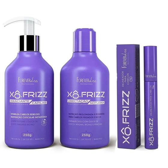 Imagem de Kit Amaciante, Umectação e Modelador Xô Frizz Forever Liss