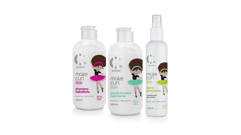 Imagem de kit amavia shampoo + condicionador + spray make curl kids - amávia