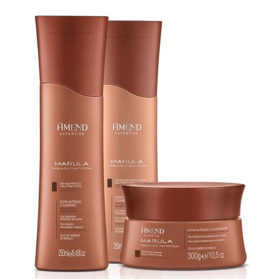 Imagem de Kit amend expertise marula fabulous nutrition sh, cond 250ml e masc 300g