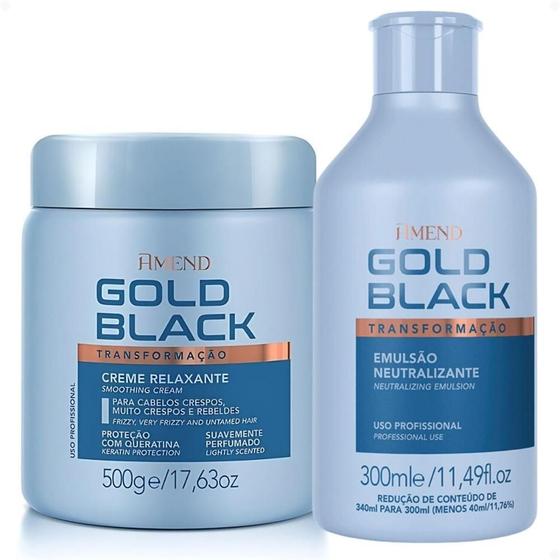 Imagem de Kit Amend Gold Black: Creme Relaxante Amônia E Neutralizante