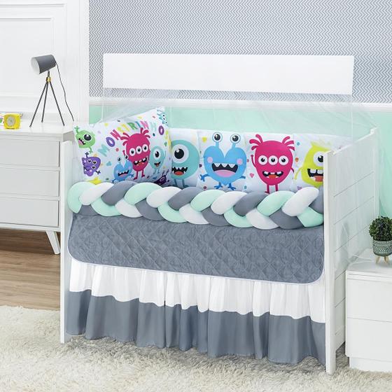 Imagem de Kit Americano Berço Baby Zoo Estampado 10 Peças Bebe Luxuoso