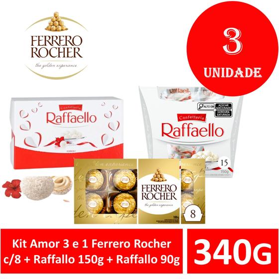 Imagem de Kit Amor 3 e 1 Ferrero Rocher c/8 +Raffallo150g+Raffallo 90g